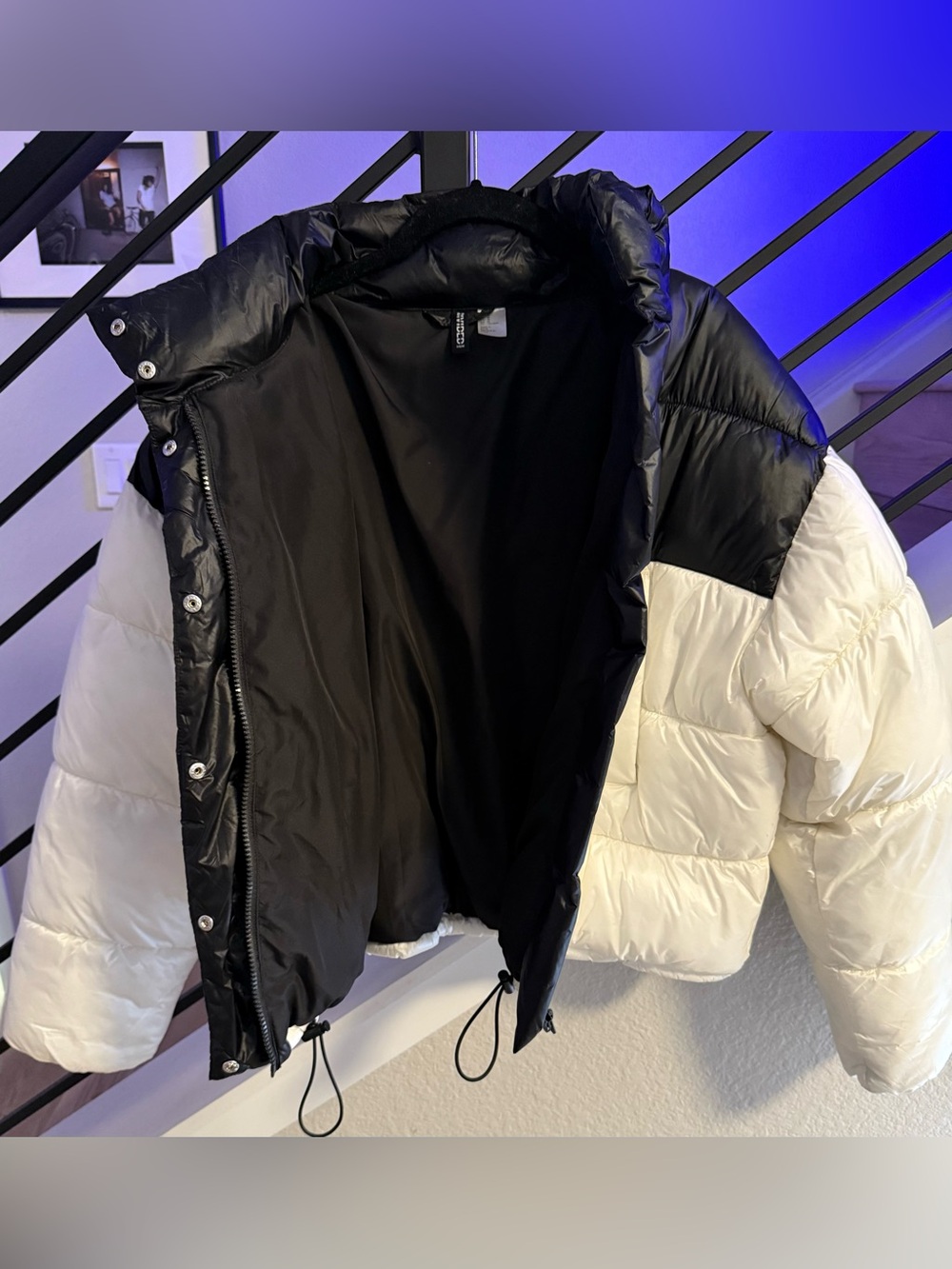 NWOT H&M Cream/Block-Coloured Puffer Jacket Size M - Picture 6 of 10
